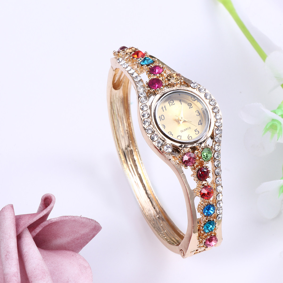 Luxury Watch White - Элегантные женские наручные часы-браслет с цветным
