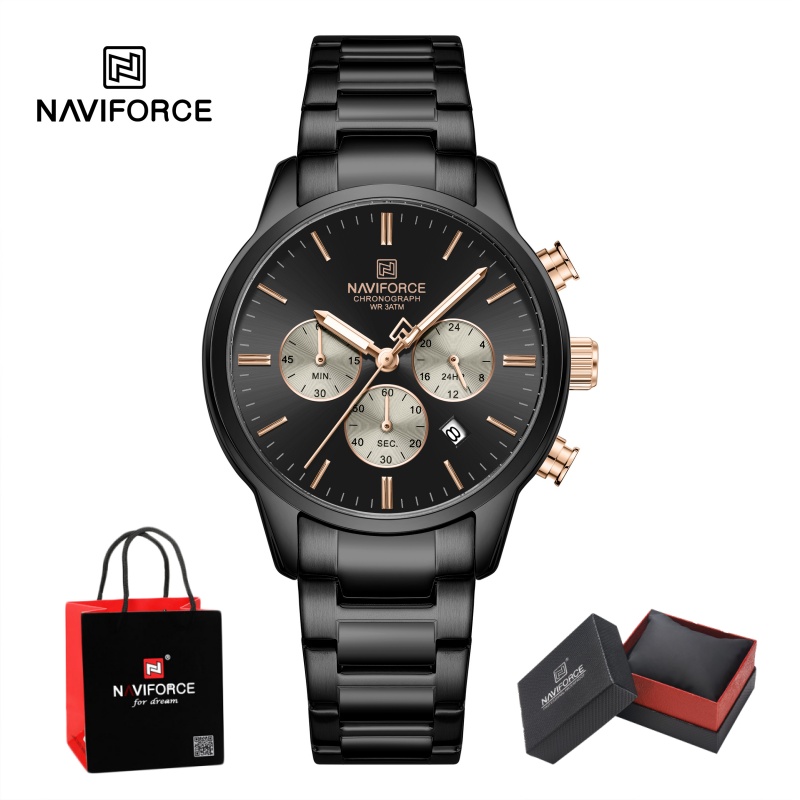 Luxury Watch Design - Мужские кварцевые часы-хронограф NAVIFORCE, водонепроницаемые, с