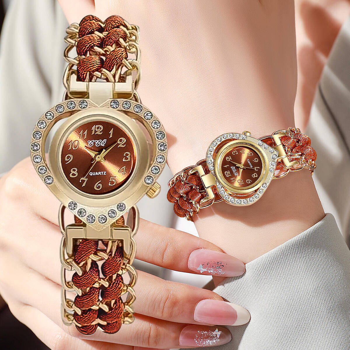 Open Heart Watch - Модные женские часы со стразами и
