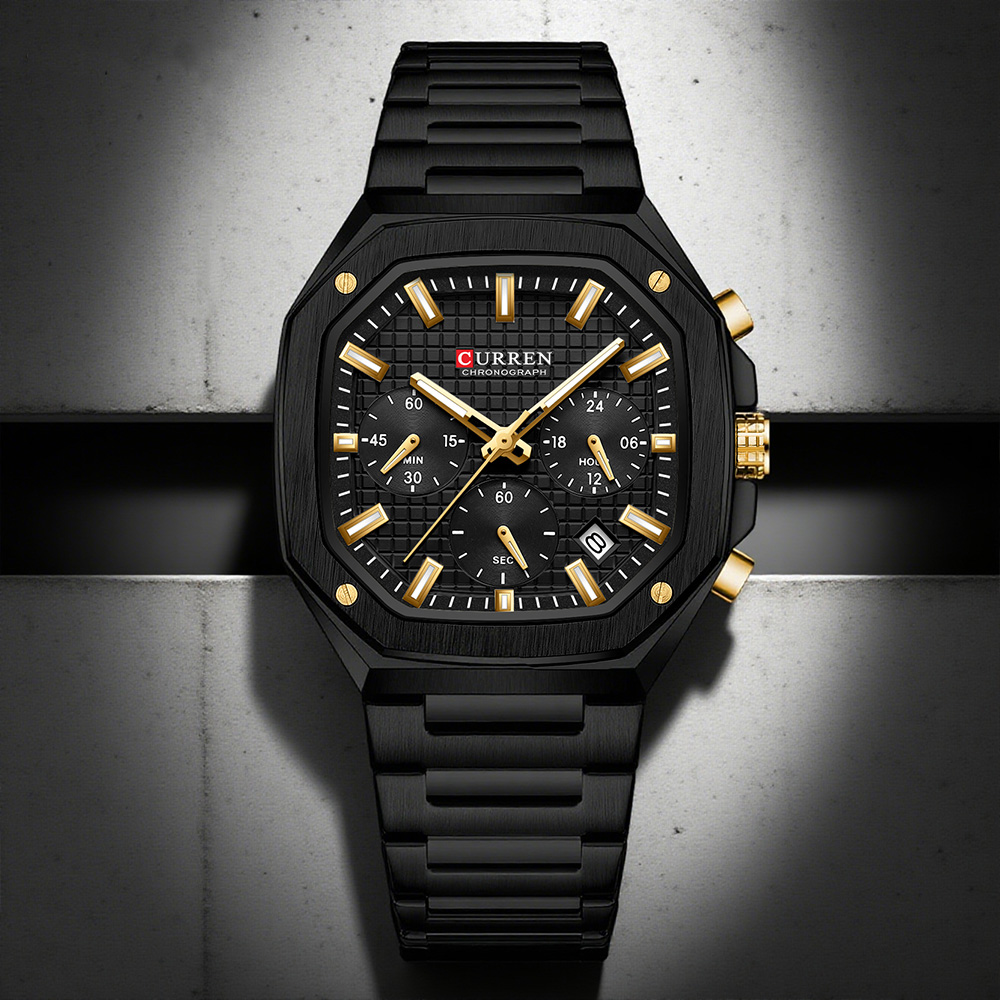 Luxury Watch Design - CURREN Роскошные квадратные часы с хронографом