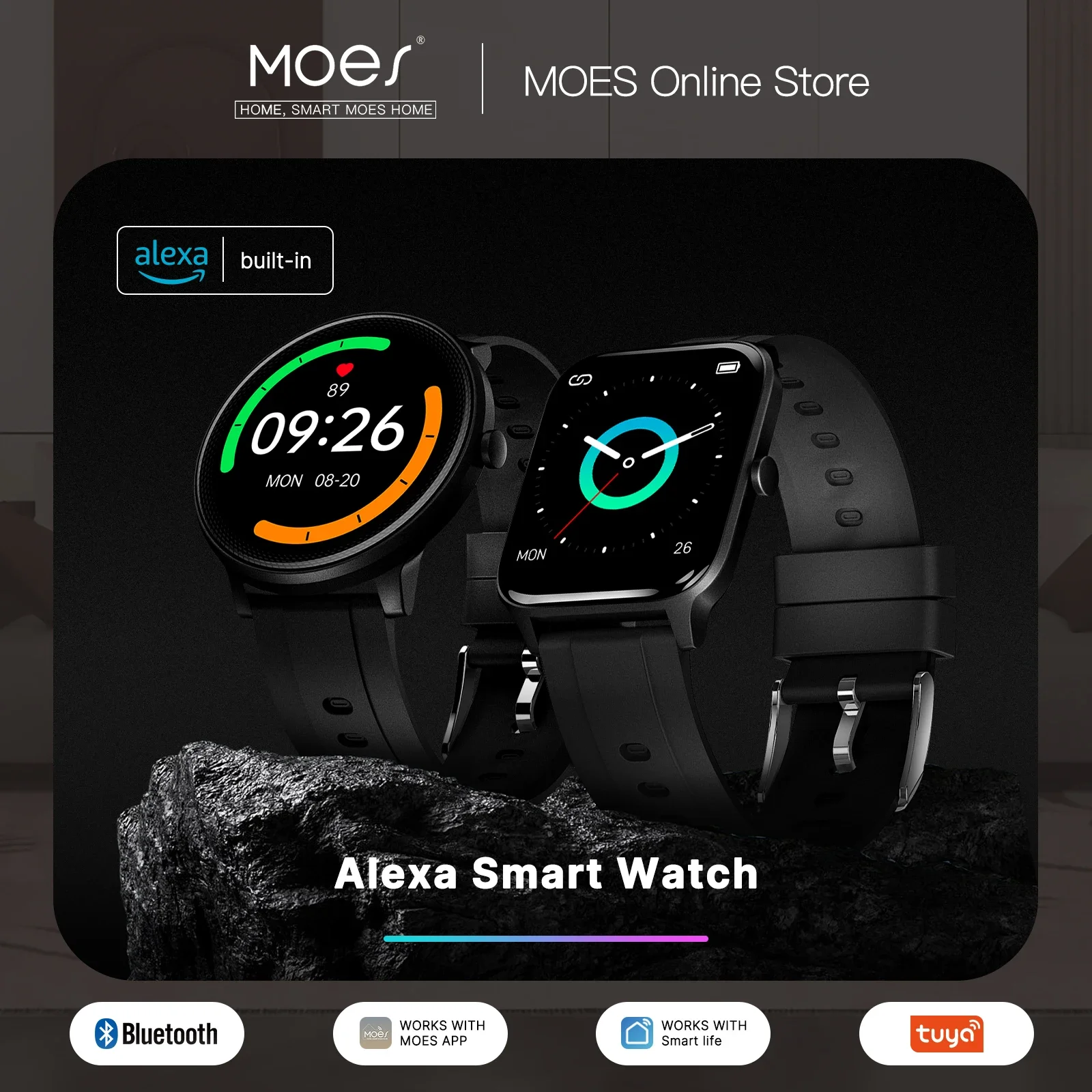 Open Heart Watch - Смарт-часы MOES Alexa с пульсометром и